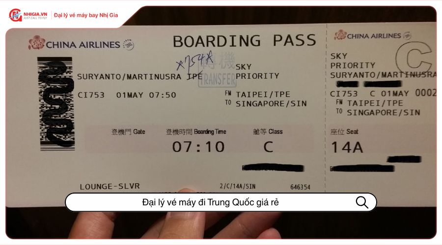 Đại lý vé máy đi Trung Quốc giá rẻ