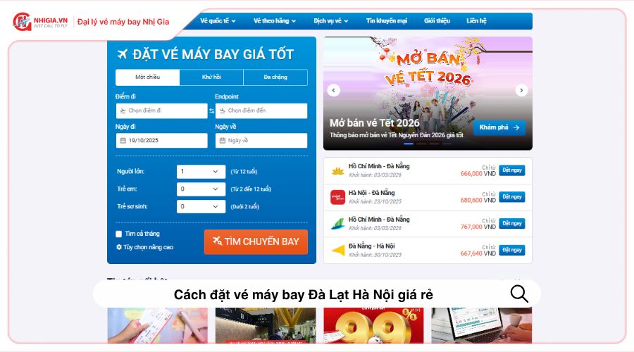 Cách đặt vé máy bay Đà Lạt Hà Nội giá rẻ