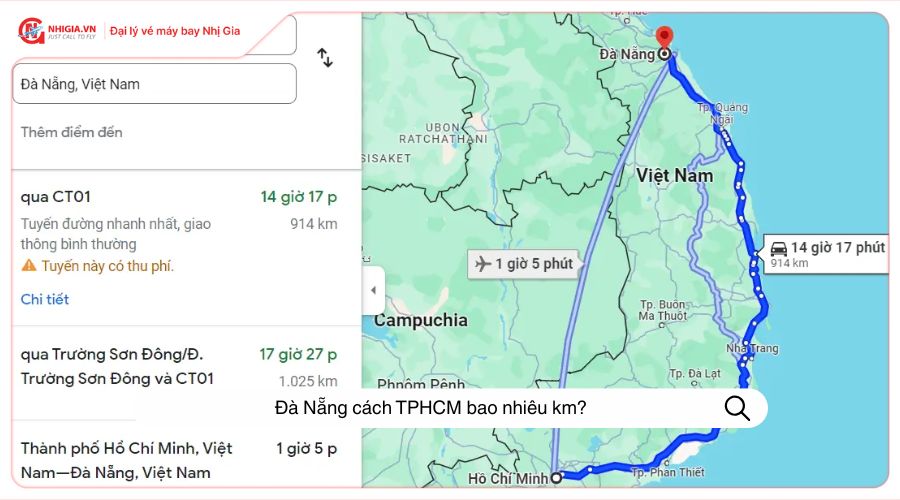 Đà Nẵng cách TPHCM bao nhiêu km?