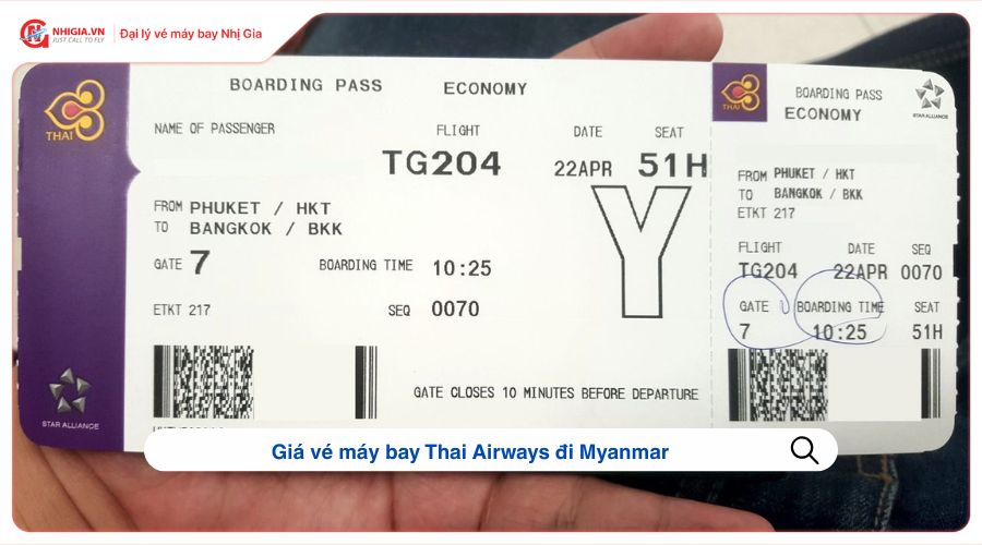 Giá vé máy bay Thai Airways đi Myanmar