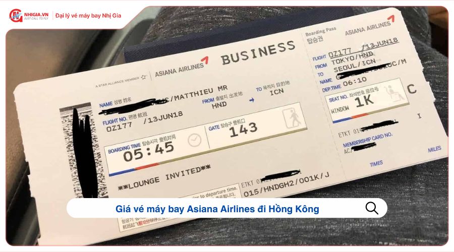 Giá vé máy bay Asiana Airlines đi Hồng Kông