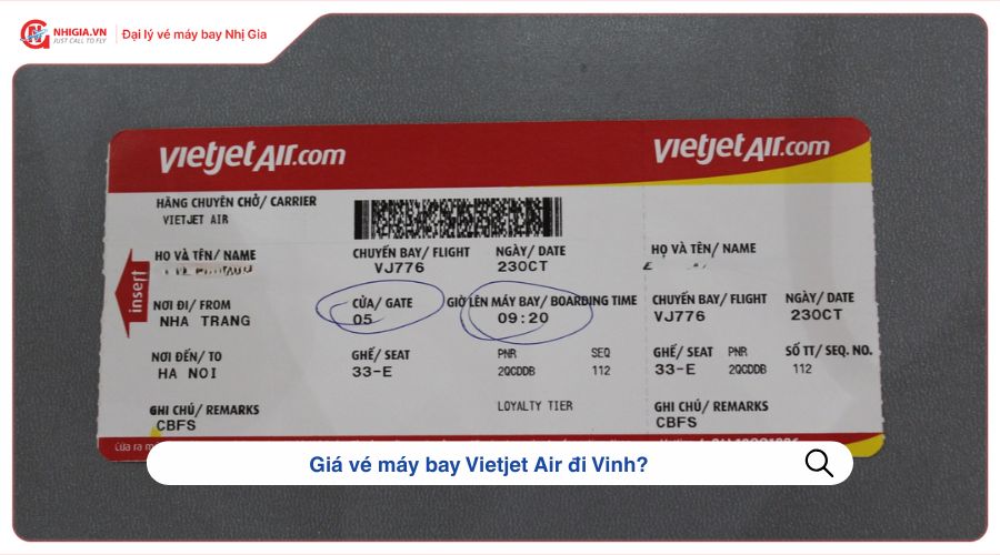 Giá vé máy bay Vietjet Air đi Vinh?
