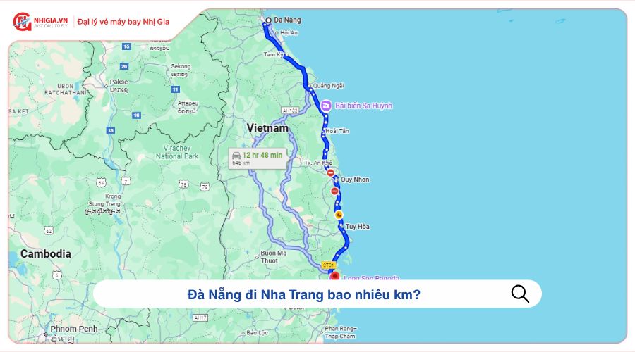Đà Nẵng đi Nha Trang bao nhiêu km?