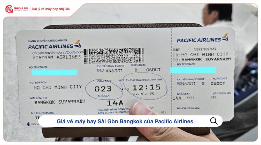 Giá vé máy bay Sài Gòn Bangkok của Pacific Airlines