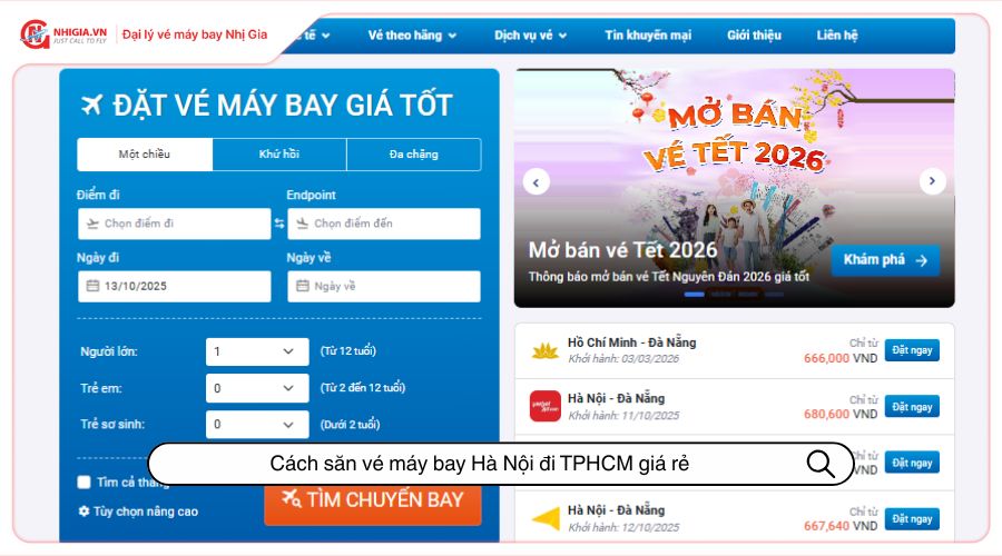 Cách săn vé máy bay Hà Nội đi TPHCM giá rẻ
