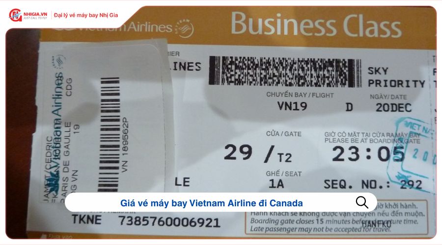 Giá vé máy bay Vietnam Airline đi Canada