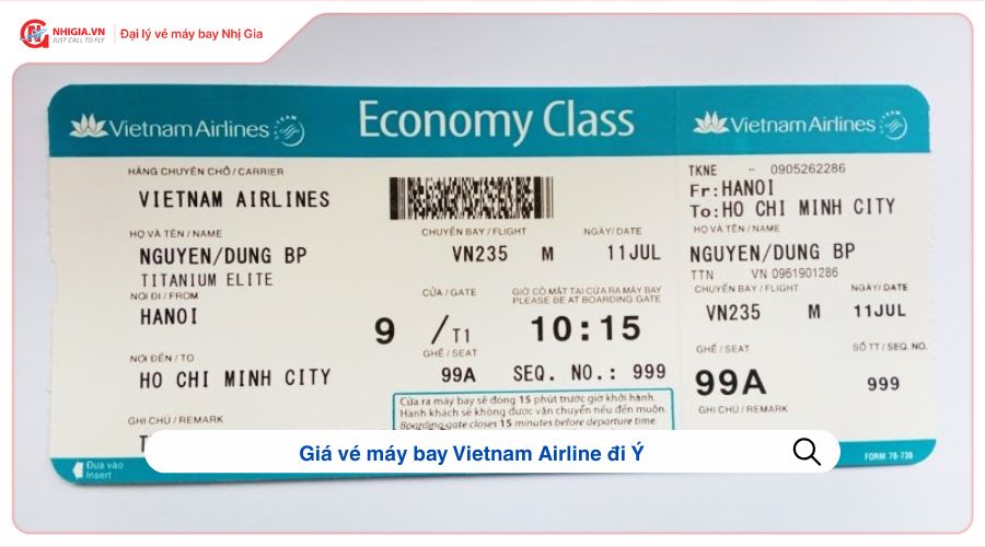 Giá vé máy bay Vietnam Airline đi Ý