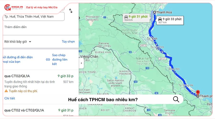 Huế cách TPHCM bao nhiêu km?