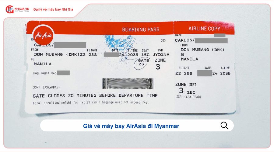 Giá vé máy bay AirAsia đi Myanmar