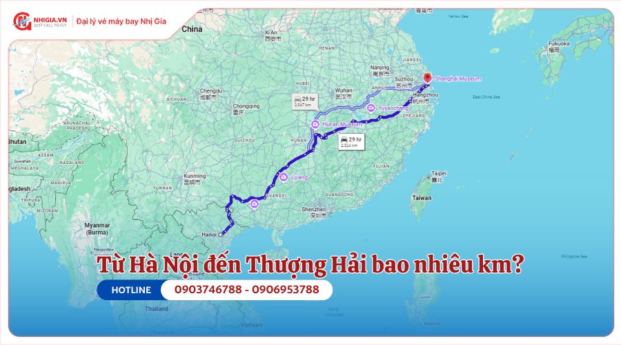 Từ Hà Nội đến Thượng Hải bao nhiêu km?