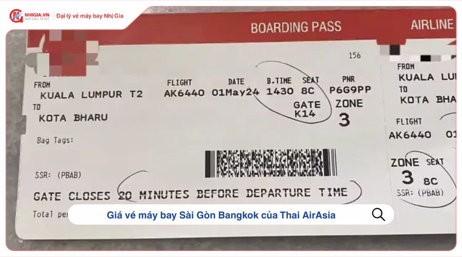 Giá vé máy bay Sài Gòn Bangkok của AirAsia