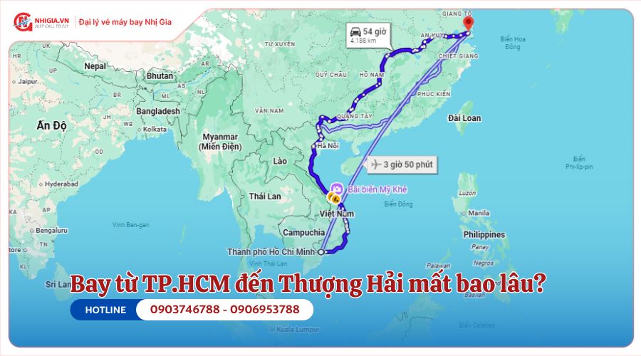 Bay từ TP.HCM đến Thượng Hải mất bao lâu?
