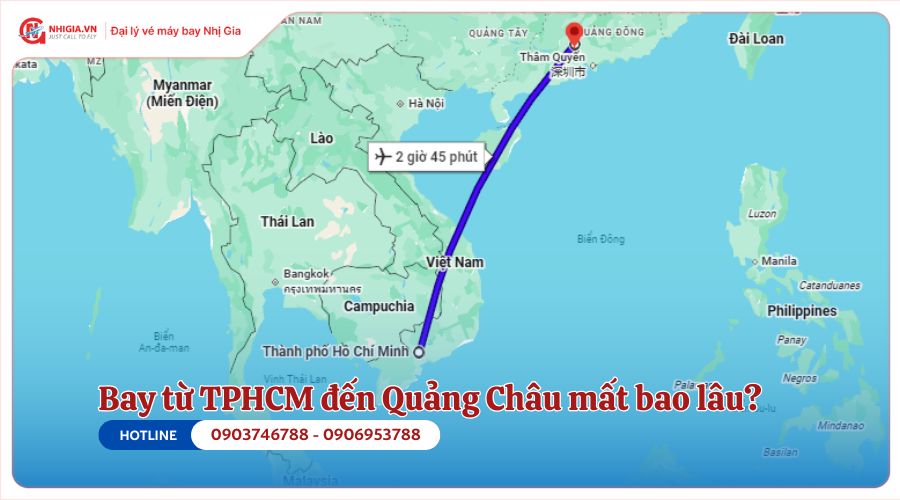 Bay từ TPHCM đến Quảng Châu mất bao lâu?