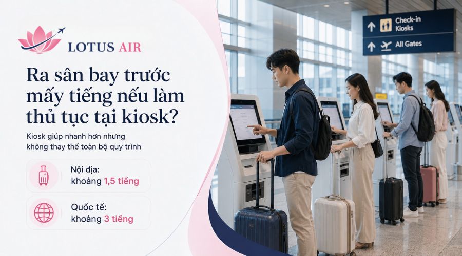 Nên ra sân bay trước mấy tiếng nếu làm thủ tục tại kiosk?