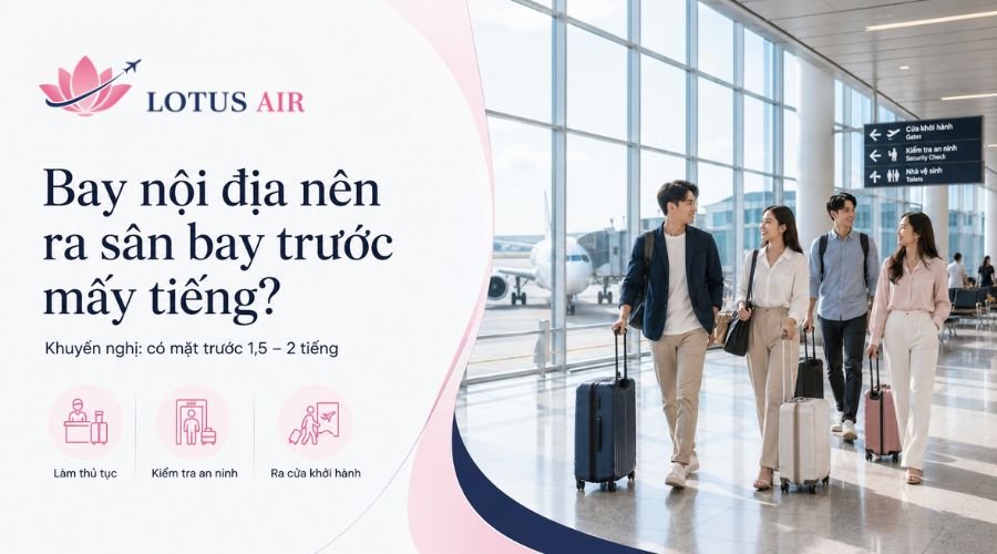Bay nội địa nên ra sân bay trước mấy tiếng?