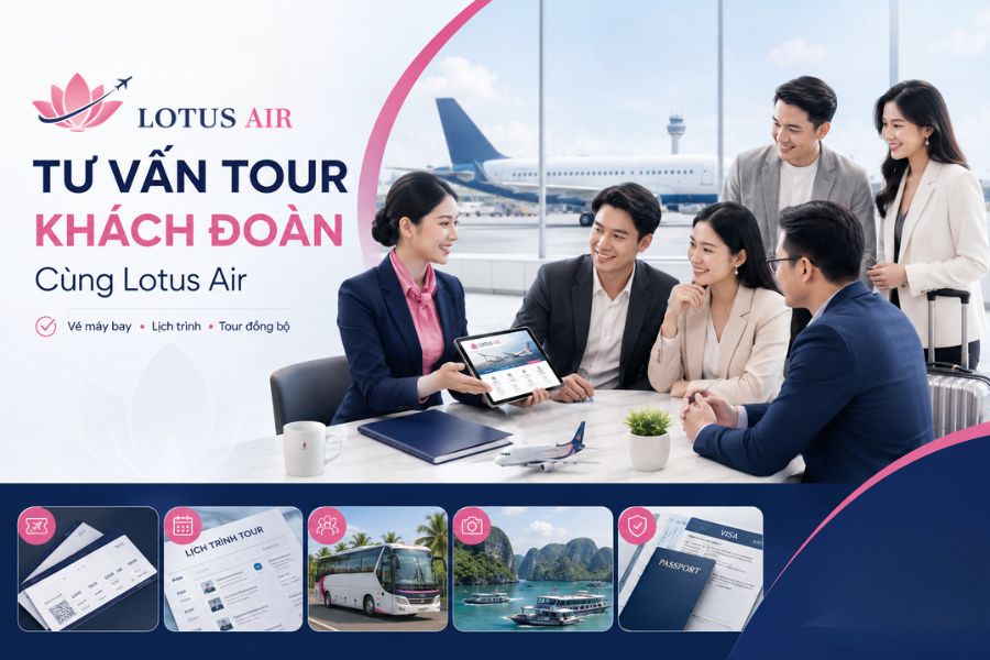 Tư vấn tour khách đoàn cùng Lotus Air