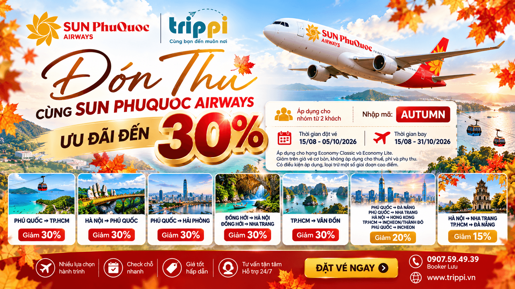 Sun PhuQuoc Airways ưu đãi đến 30% – Đón thu cùng những hành trình mới