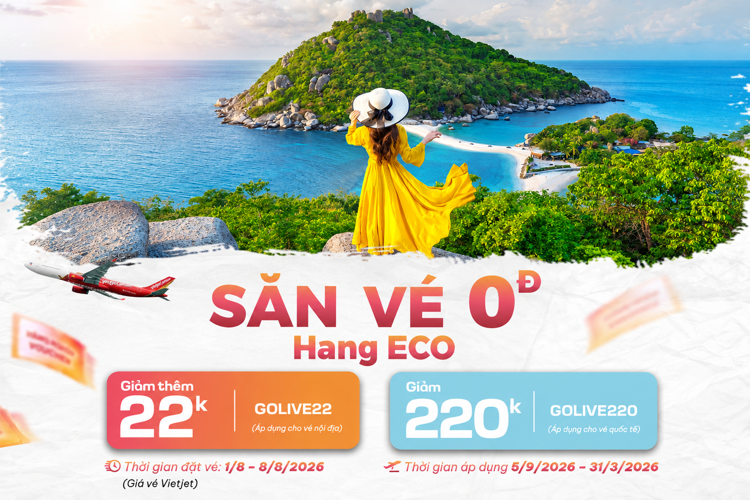 Mẹo săn vé 0Đ Vietjet rẻ hơn 22K duy nhất tại Vemaybay.vn
