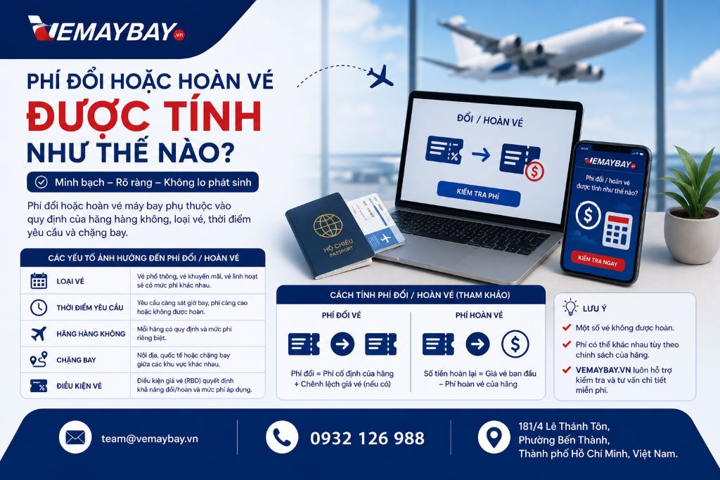 Bảng chi phí đổi ngày bay và thay đổi hành trình của các hãng hàng không nội địa
