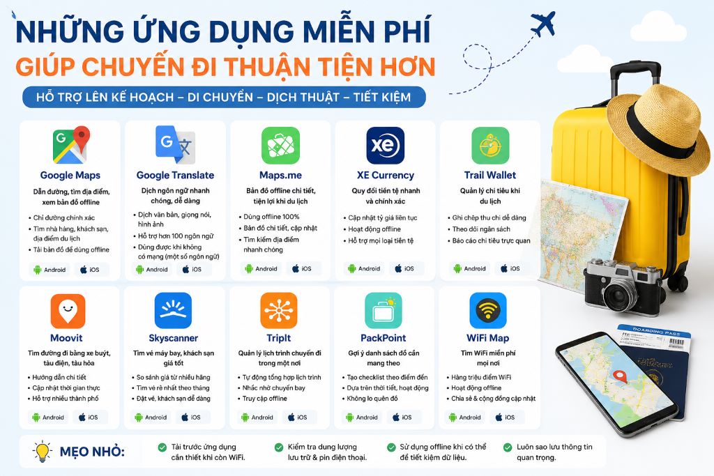 Những ứng dụng miễn phí giúp chuyến đi thuận tiện hơn cho tín đồ du lịch