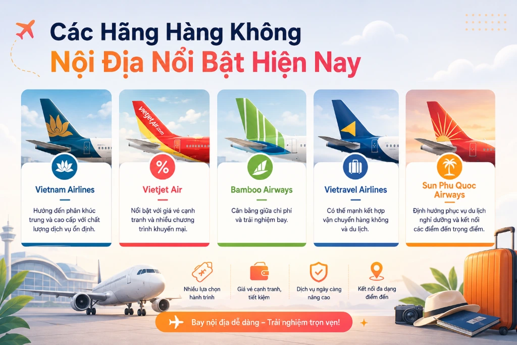 Tổng quan vé máy bay nội địa của 5 hãng hàng không Việt Nam hiện nay