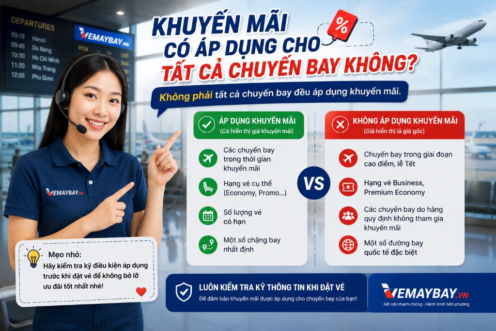 Khuyến mãi có áp dụng cho tất cả chuyến bay không?