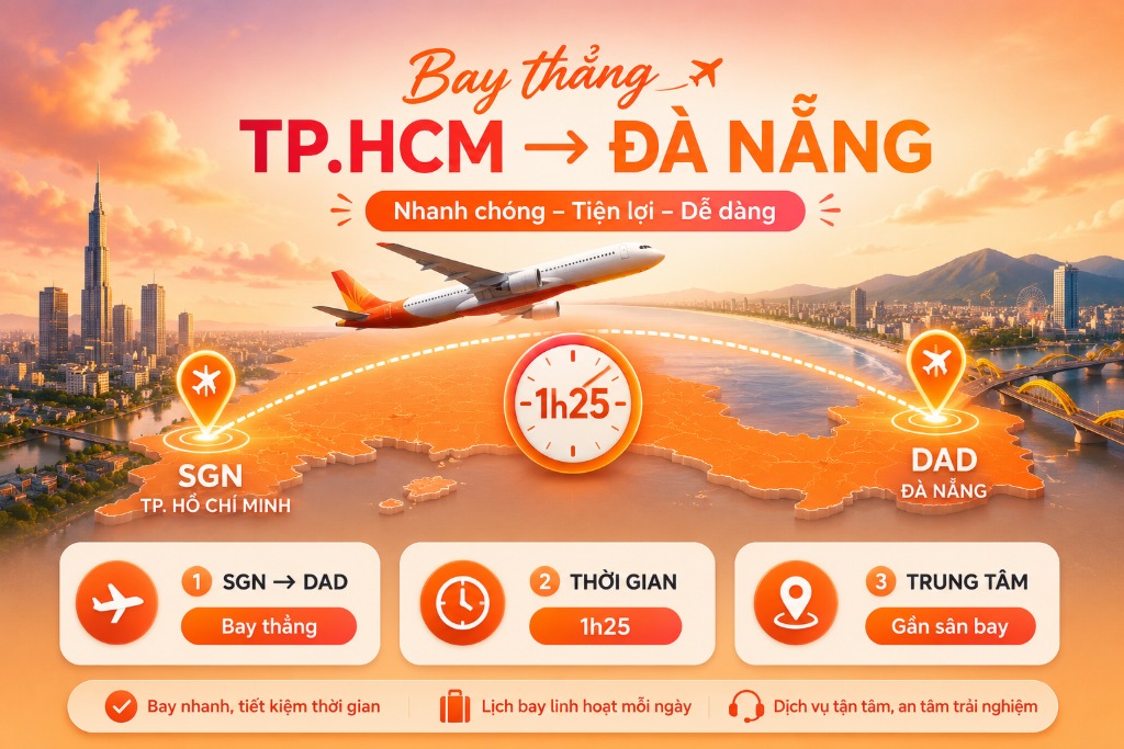Vé máy bay TP. Hồ Chí Minh đi Đà Nẵng: Cách đặt vé để có giá siêu rẻ và km Hot