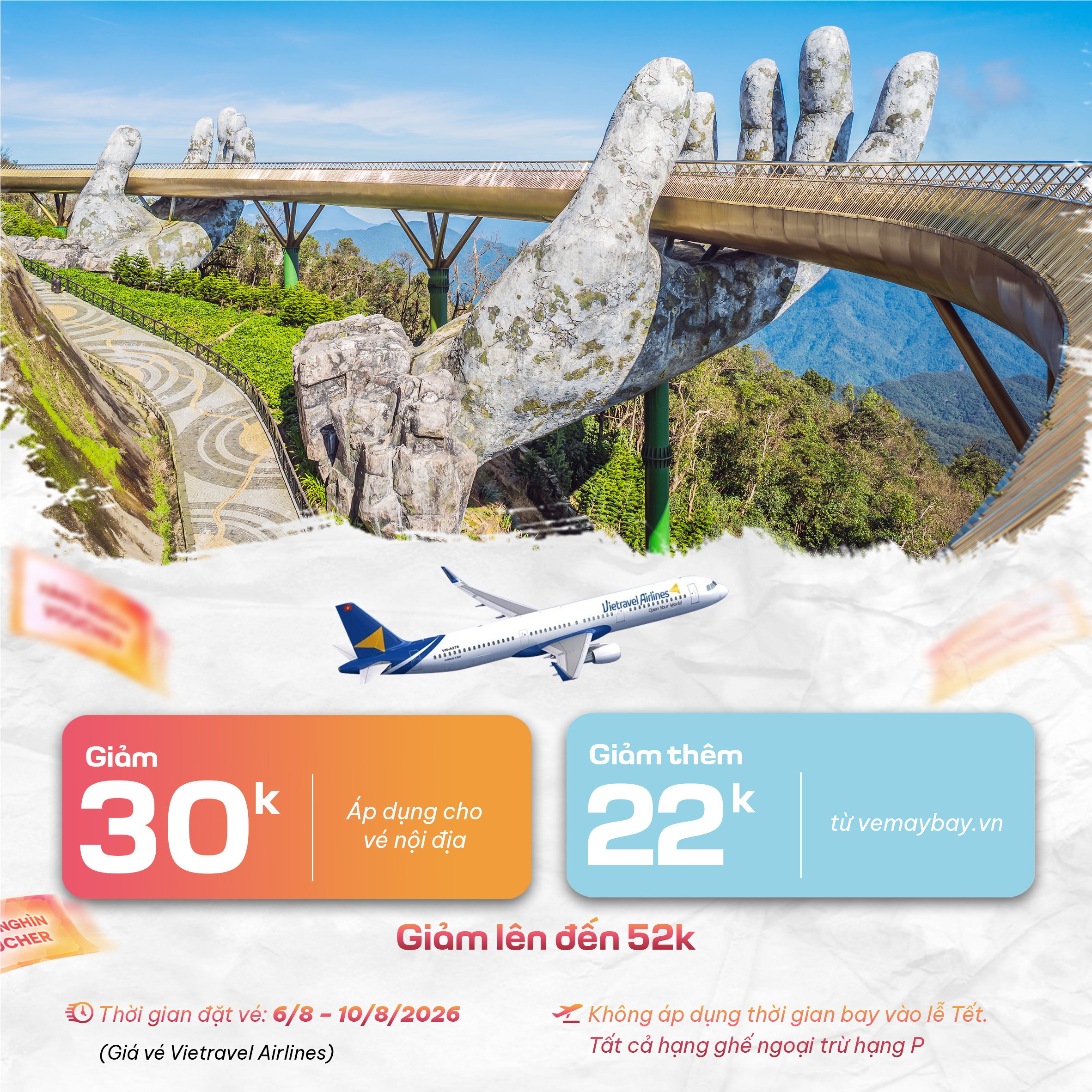Vietravel Airlines khuyến mãi tháng 8 2026