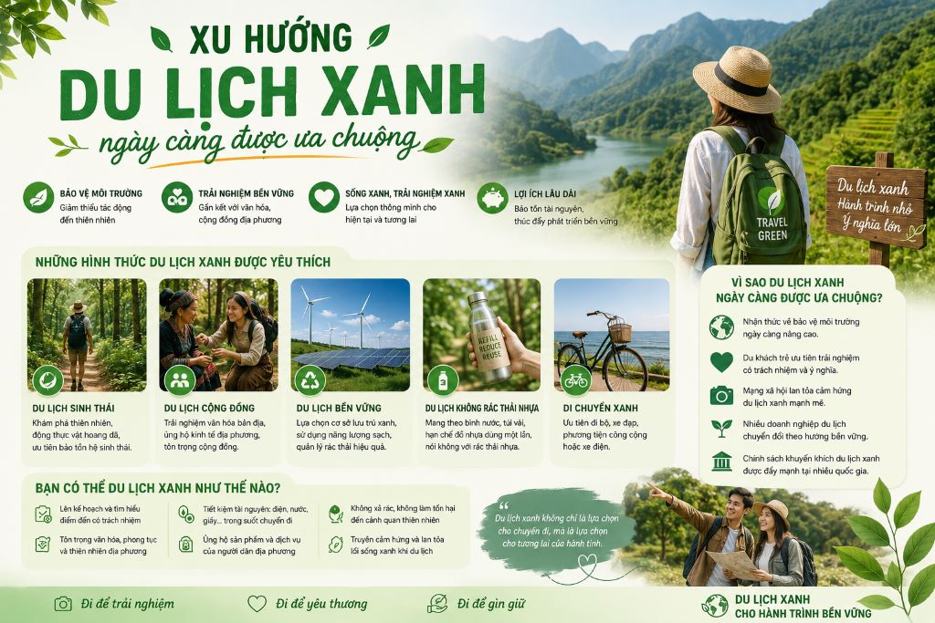 Xu hướng du lịch xanh ngày càng được ưa chuộng