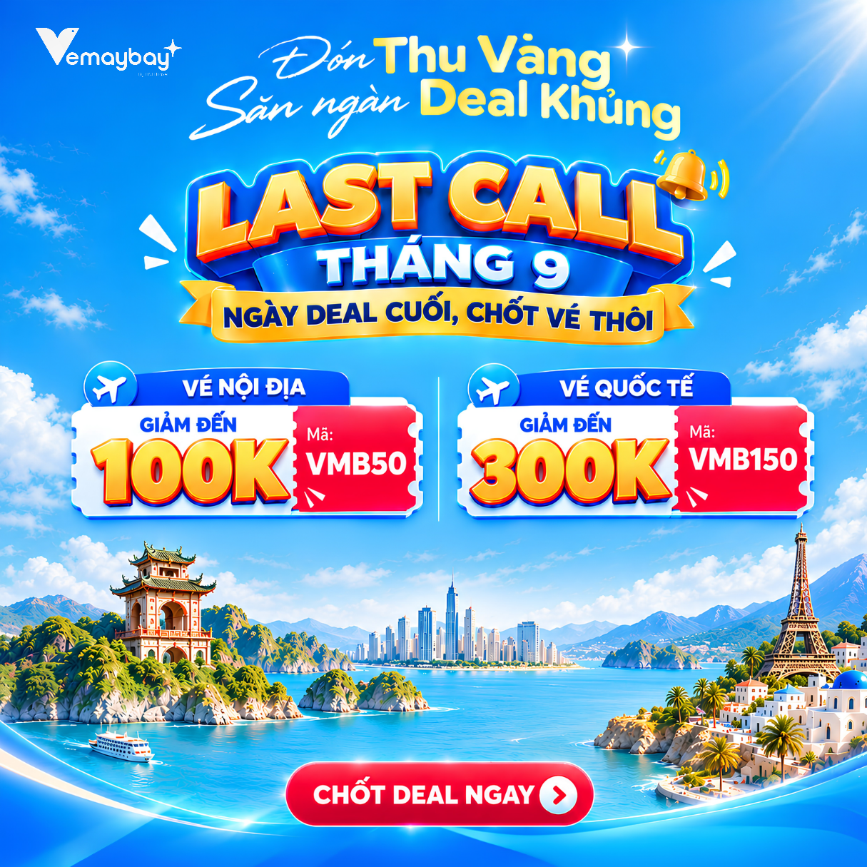 Last Call Vé Máy Bay Tháng 9 Giảm Đến 300k