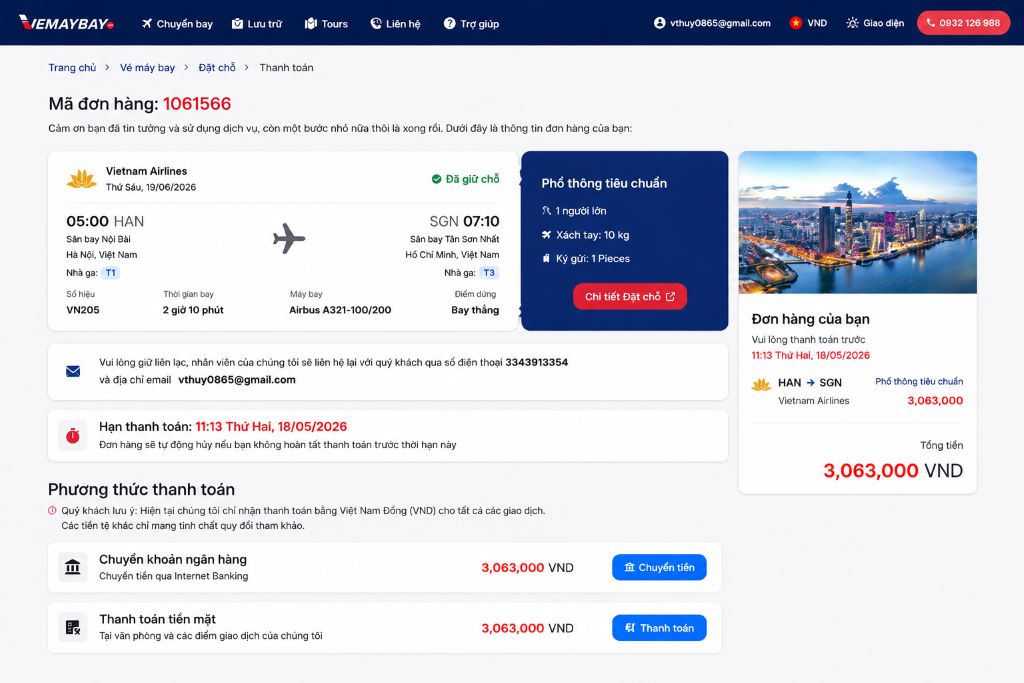 Khách hàng thực hiện thanh toán an toàn bảo mật trên website VMB