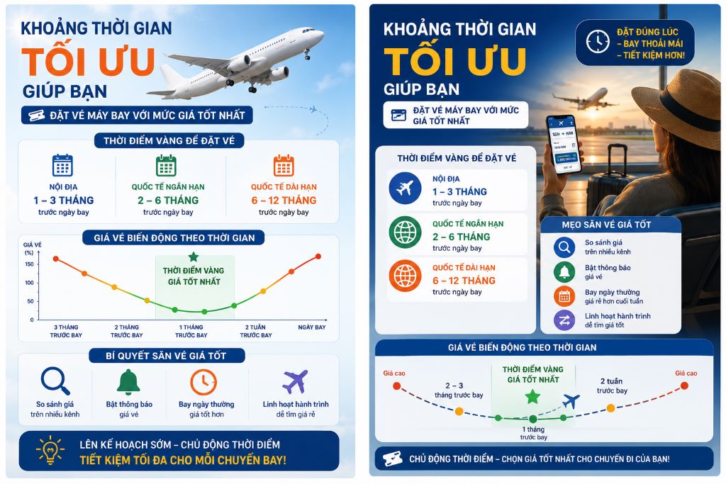 khung thời gian đặt vé tối ưu theo từng nhóm chặng bay
