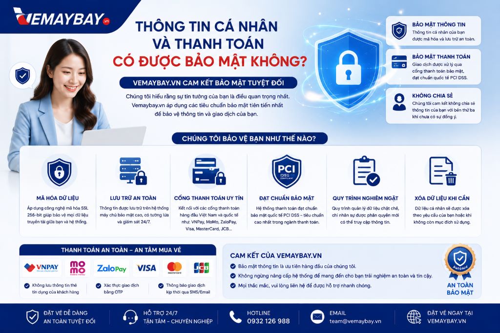 Thông tin cá nhân và thanh toán có được bảo mật không?