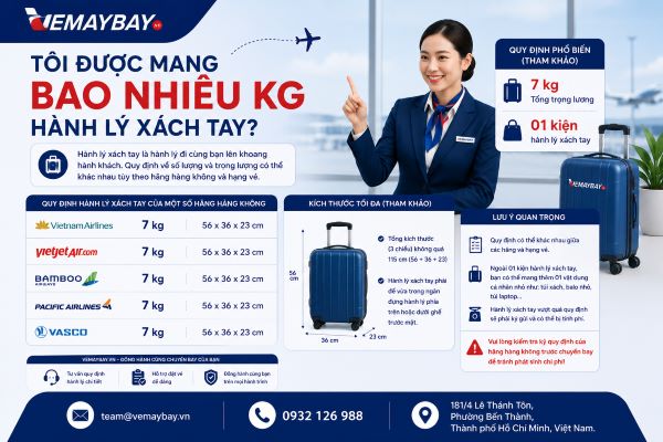Tôi được mang bao nhiêu kg hành lý xách tay khi đi máy bay?