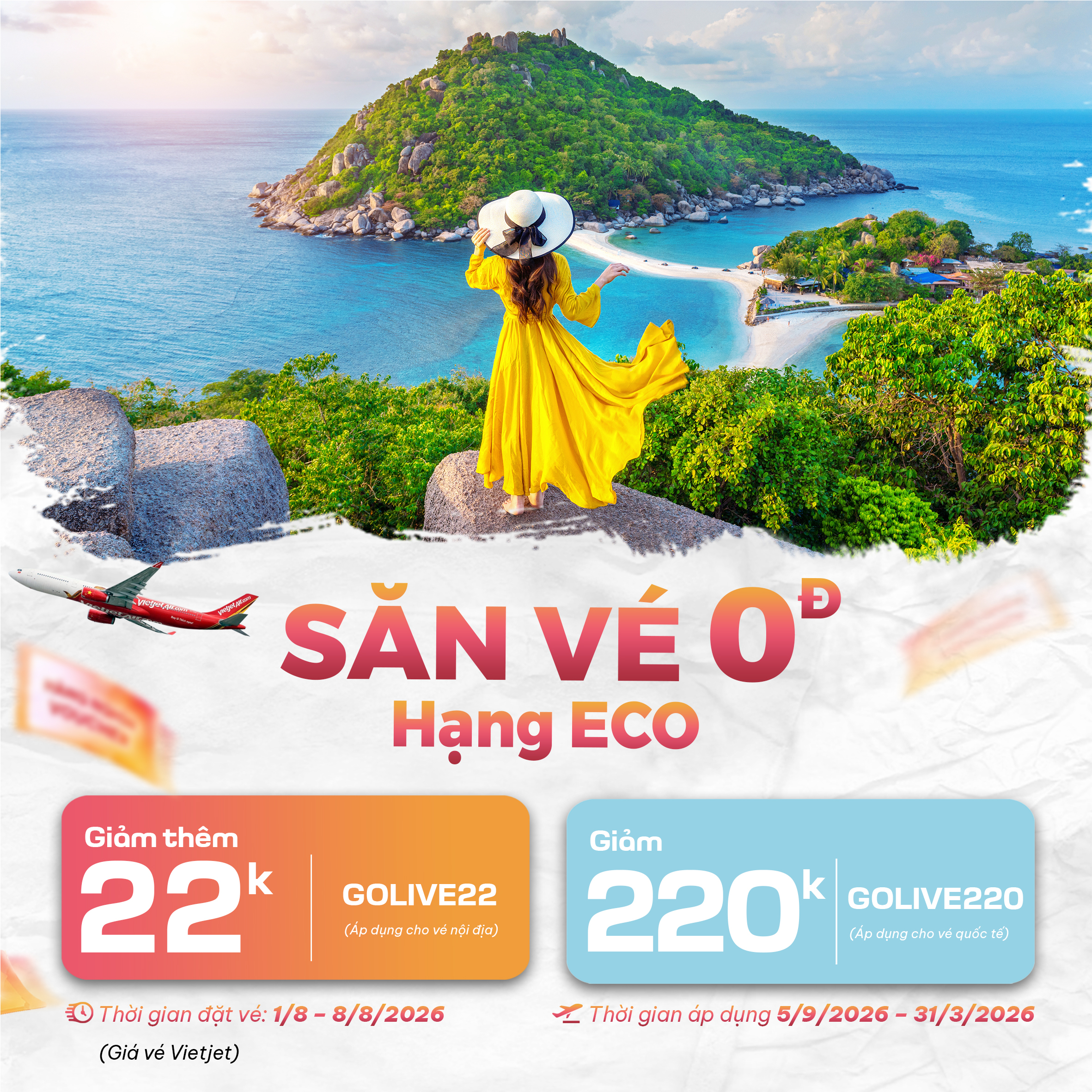 Vietjet khuyến mãi vé 0 đồng tháng 8 2026