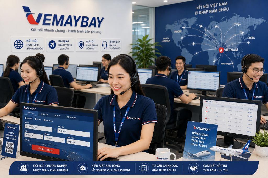 Đội ngũ nhân viên tư vấn nghiệp vụ hàng không chuyên nghiệp tại Vemaybay.vn