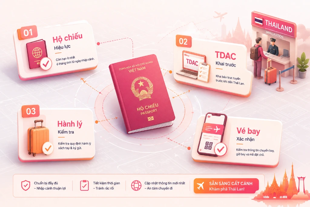 hành khách hoàn tất TDAC trước chuyến bay tới Thái Lan