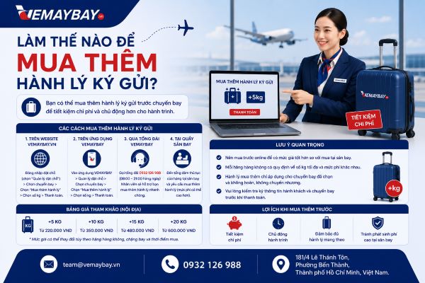 Làm thế nào để mua thêm hành lý ký gửi khi đặt vé máy bay?