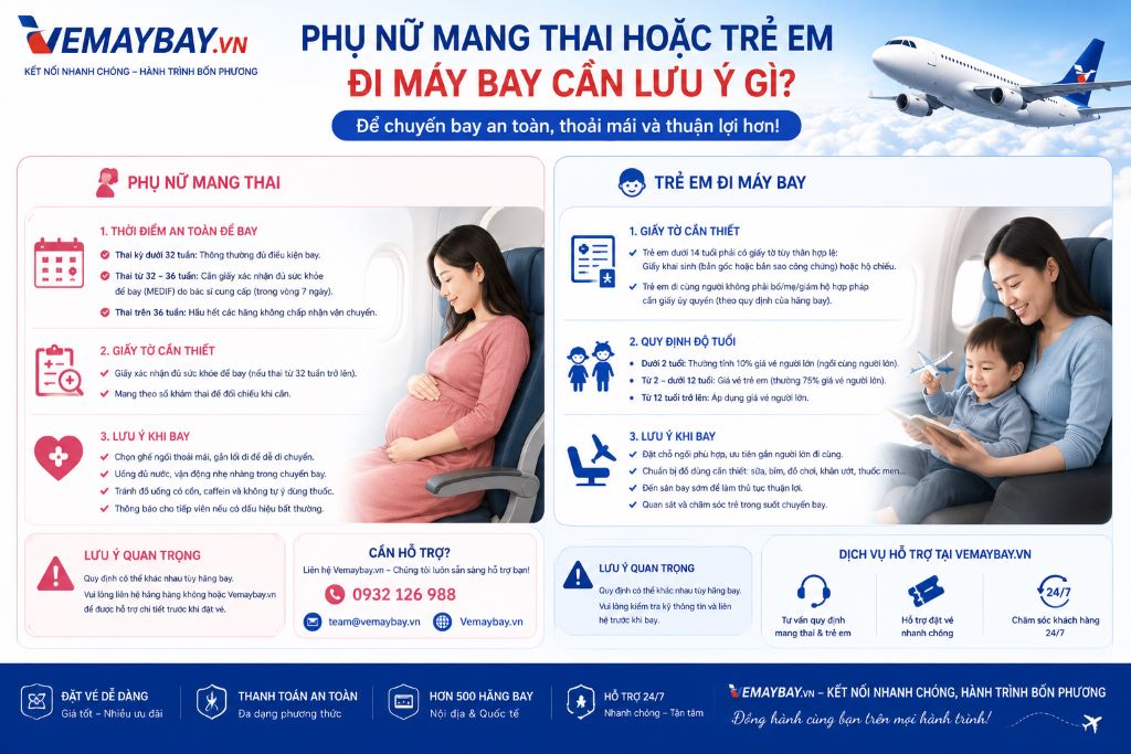Quy định đi máy bay cho bà bầu và trẻ em mới nhất