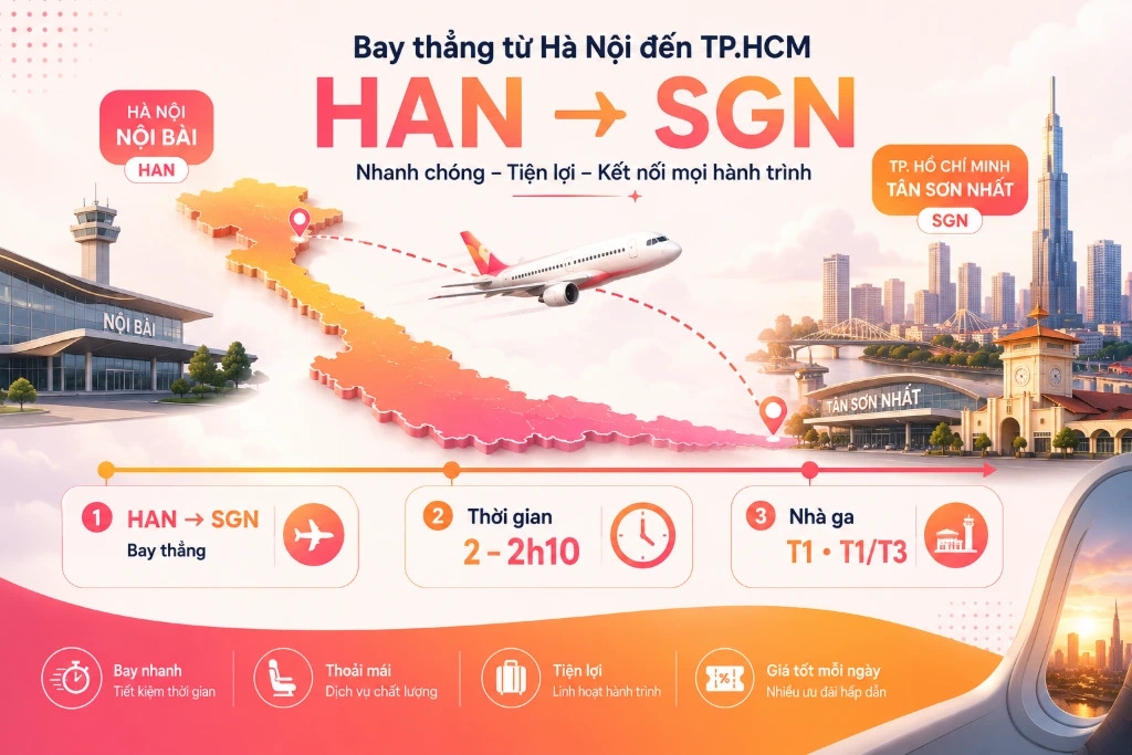 giao diện vé máy bay Hà Nội đi TP. Hồ Chí Minh