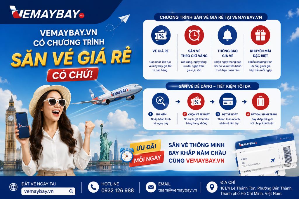 Vemaybay.vn có chương trình săn vé giá rẻ