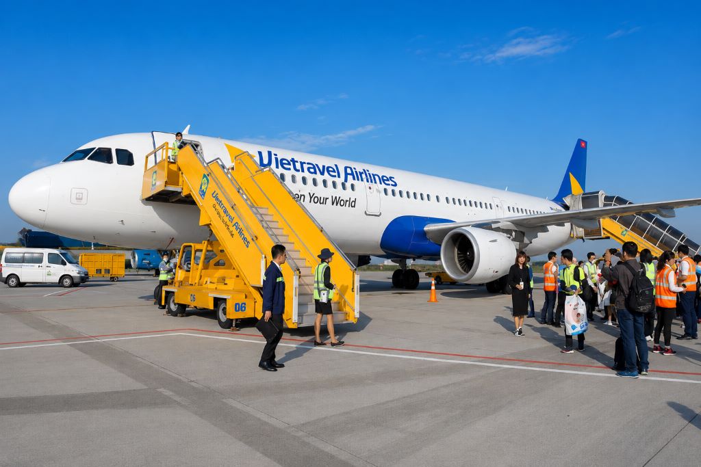 hành khách đặt vé máy bay Vietravel Airlines trực tuyến trên hệ thống