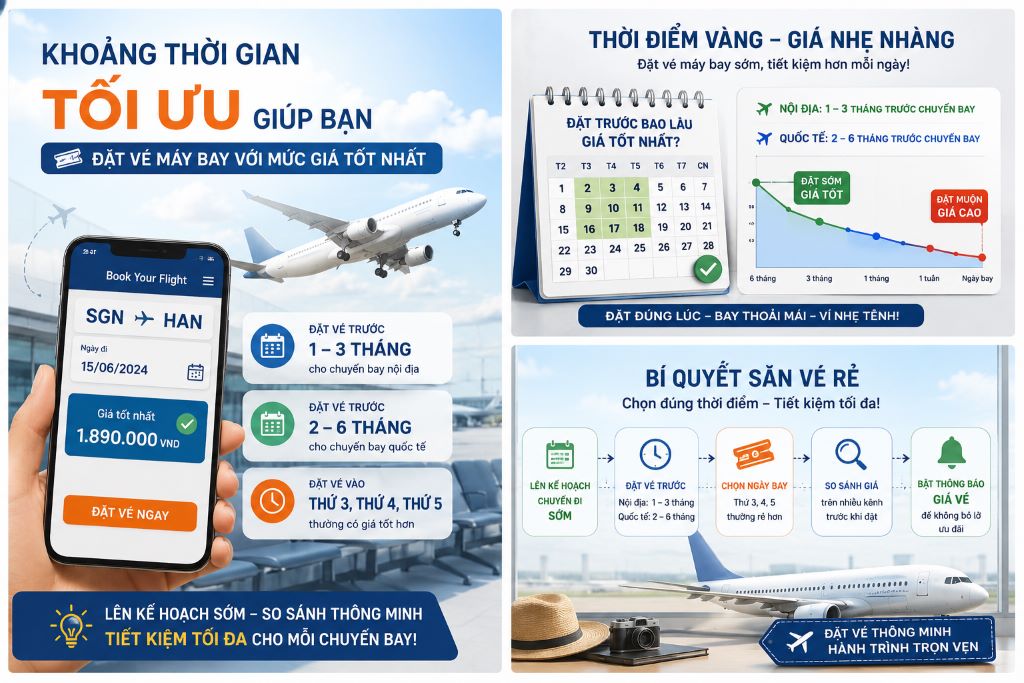Khoảng thời gian tối ưu giúp bạn đặt vé máy bay với mức giá tốt nhất