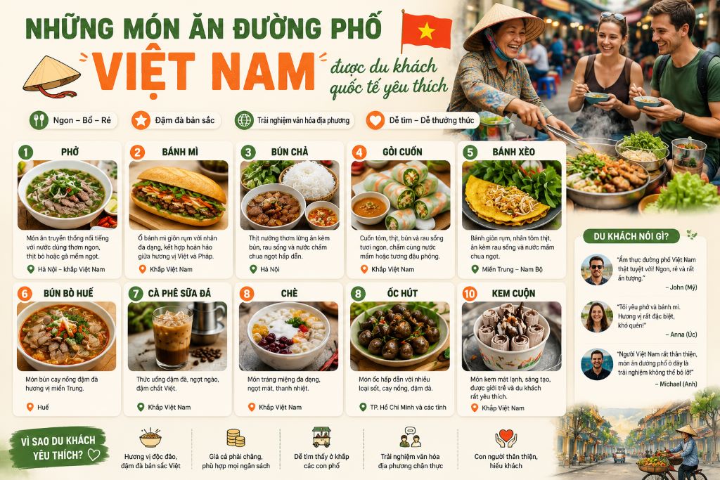 Những món ăn đường phố Việt Nam được du khách quốc tế yêu thích