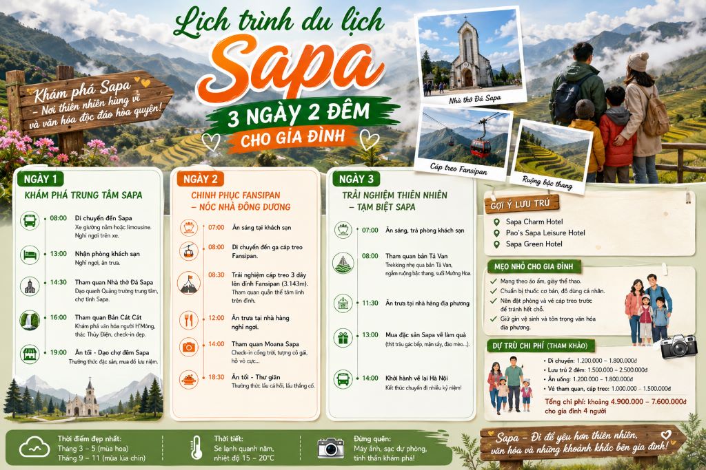 Gợi ý lịch trình du lịch sapa 3 ngày 2 đêm cho gia đình thảnh thơi và trọn vẹn