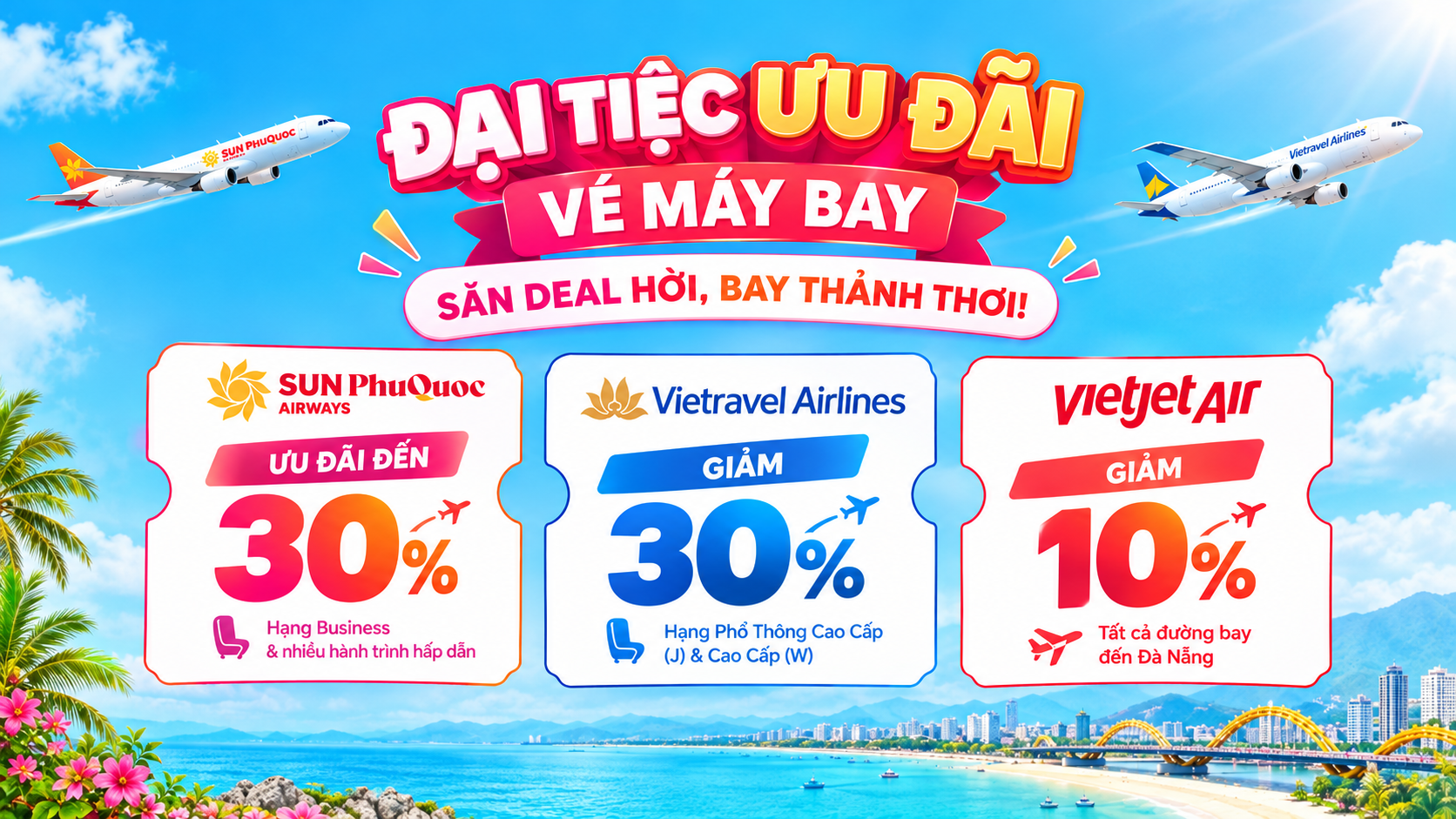 ĐẠI TIỆC ƯU ĐÃI VÉ MÁY BAY THÁNG 10