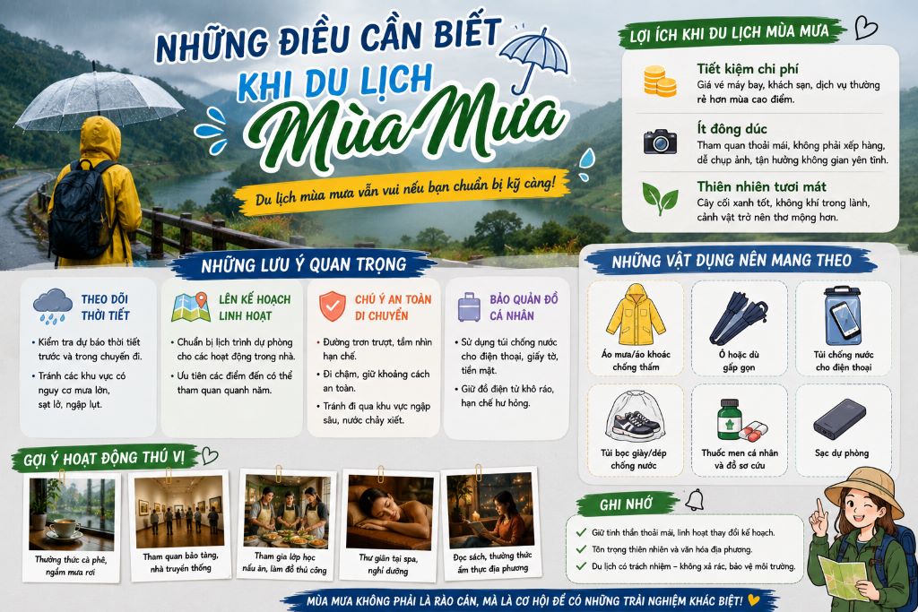 Những điều cần biết khi du lịch mùa mưa để có chuyến đi trọn vẹn
