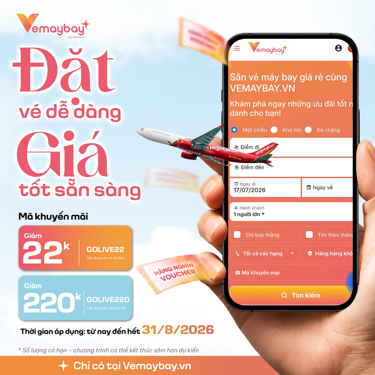 Ưu Đãi Vé Nội Địa Giảm 22k