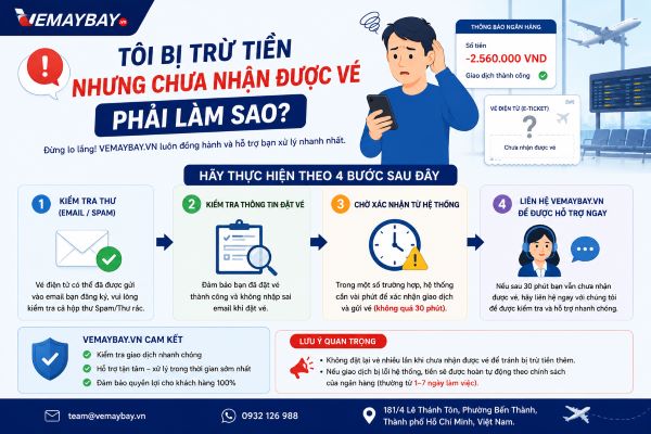 Tôi bị trừ tiền nhưng chưa nhận được vé phải làm sao?