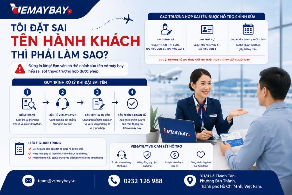 Tôi đặt sai tên hành khách thì phải làm sao để xử lý nhanh?